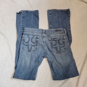 vintage Y2k Early 2000s Blue Wash Straight Leg Casual Low Rise Jeans | 28